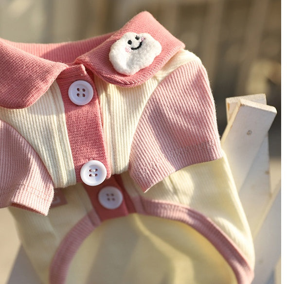 KFX-3442237 Cotton Bipedal Casual Cardigan for Pets - Available in Blue and Pink