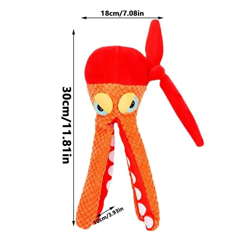 KFX-3443133 Squeaky Plush Octopus Dog Toy for Chewing and Dental Care