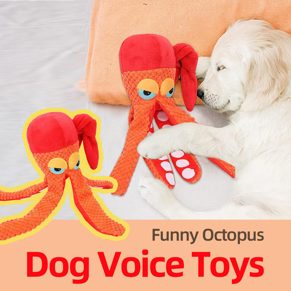 KFX-3443133 Squeaky Plush Octopus Dog Toy for Chewing and Dental Care