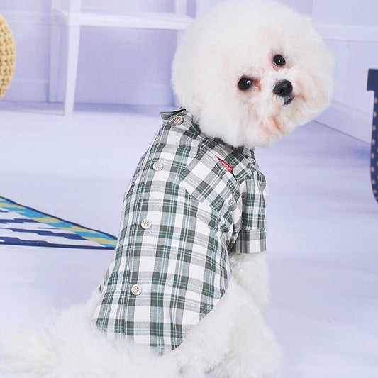 KFX-3444029 Lightweight Summer Dog Shirt with Double Diagonal Pockets for Small Dogs