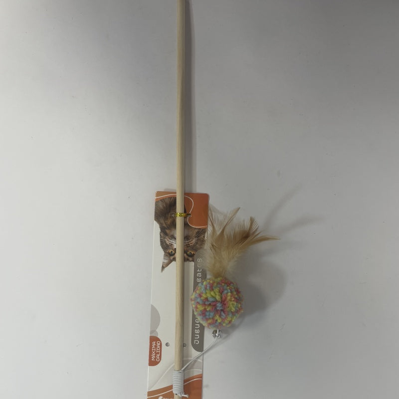 KFX-3446461 Interactive Cat Teaser Stick with Feather and Bell
