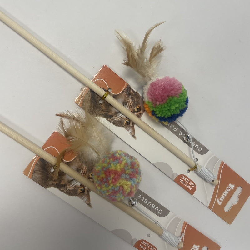 KFX-3446461 Interactive Cat Teaser Stick with Feather and Bell