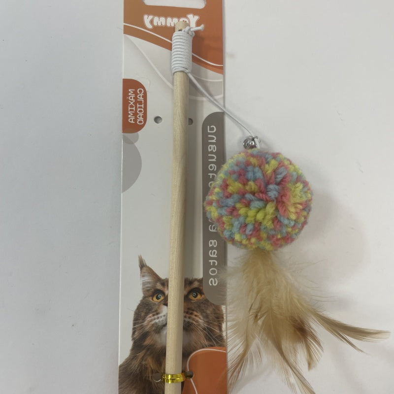KFX-3446461 Interactive Cat Teaser Stick with Feather and Bell