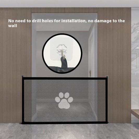 KFX-3448893 Portable Folding Dog Barrier - Punch-Free Isolation Net Fence for Pet Safety