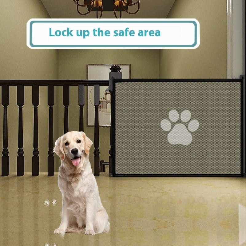 KFX-3448893 Portable Folding Dog Barrier - Punch-Free Isolation Net Fence for Pet Safety