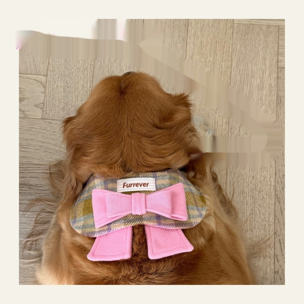 KFX-3449021 Maillard Puppy Bow Bib – Adjustable Pet Collar for Small to Extra-Large Dogs