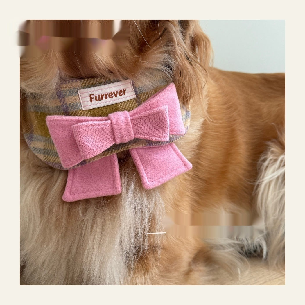 KFX-3449021 Maillard Puppy Bow Bib – Adjustable Pet Collar for Small to Extra-Large Dogs