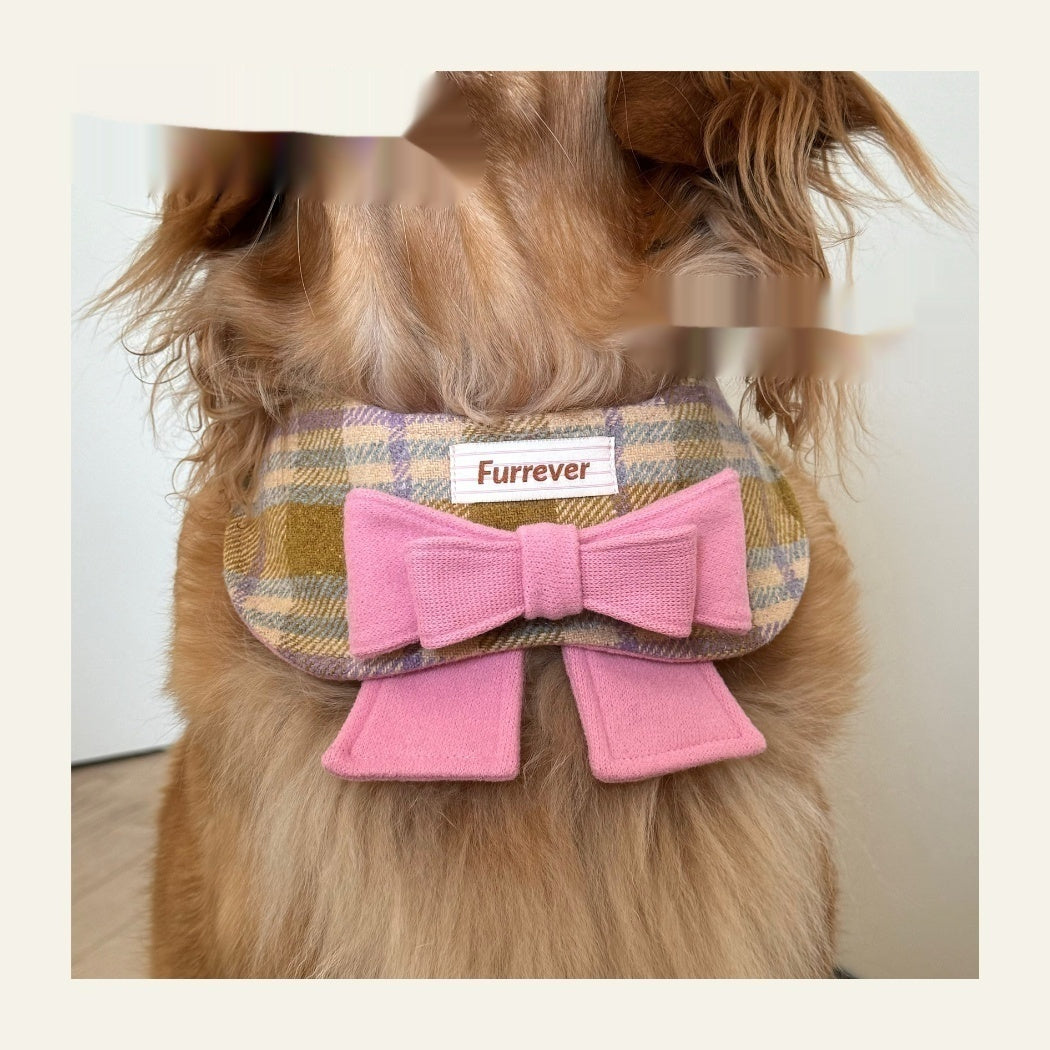 KFX-3449021 Maillard Puppy Bow Bib – Adjustable Pet Collar for Small to Extra-Large Dogs