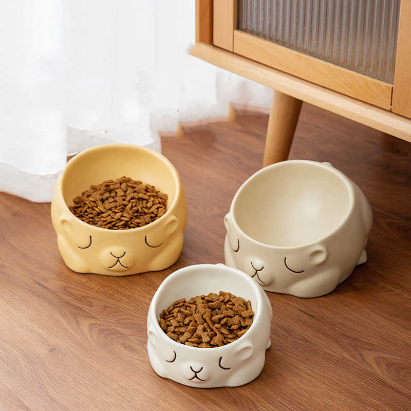 KFX-3451581 Creative Ceramic Bear Pet Bowl for Cats – 160ml & 280ml Options
