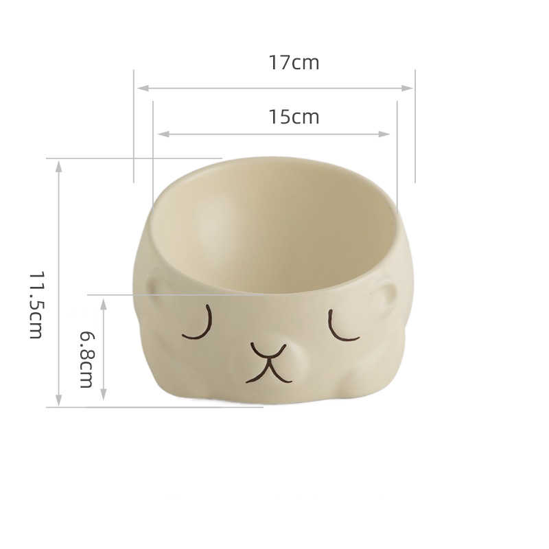 KFX-3451581 Creative Ceramic Bear Pet Bowl for Cats – 160ml & 280ml Options