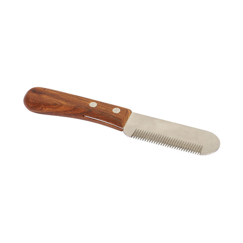 KFX-3452989 Wooden Dog and Cat Shaving Knife for Terriers - Minimalist Hair Pulling Comb