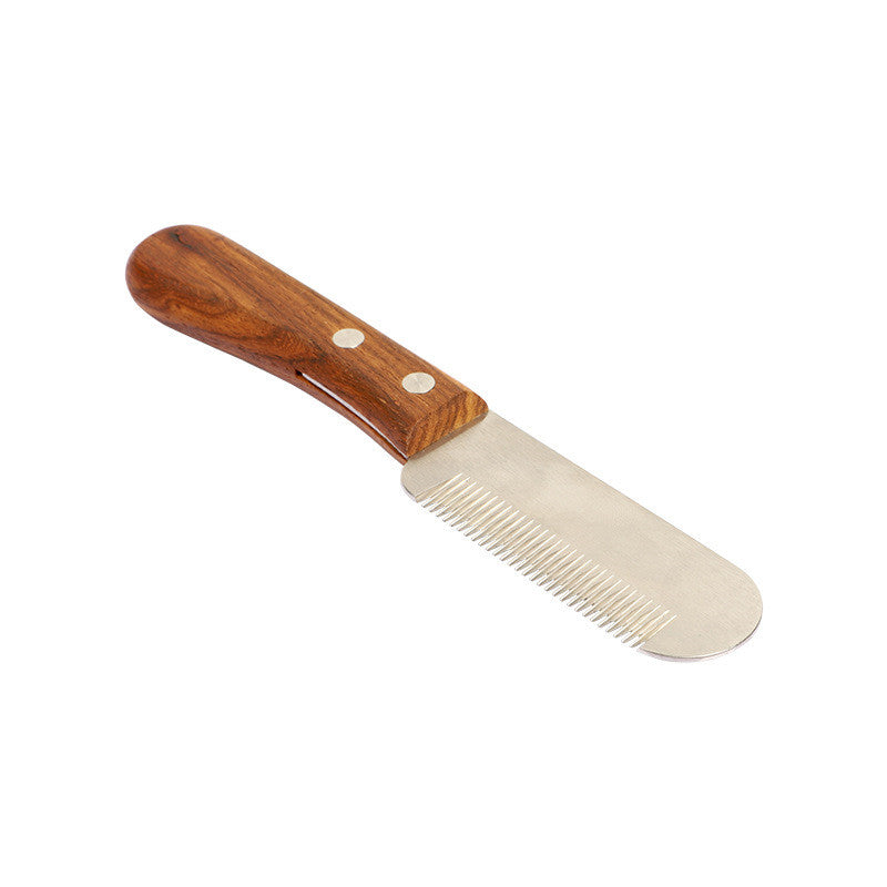 KFX-3452989 Wooden Dog and Cat Shaving Knife for Terriers - Minimalist Hair Pulling Comb