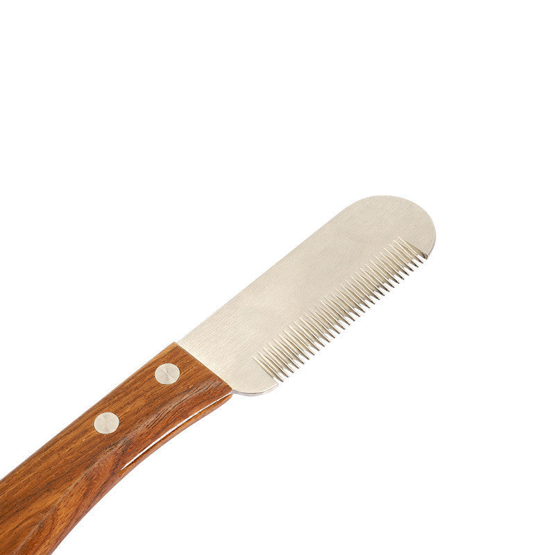 KFX-3452989 Wooden Dog and Cat Shaving Knife for Terriers - Minimalist Hair Pulling Comb