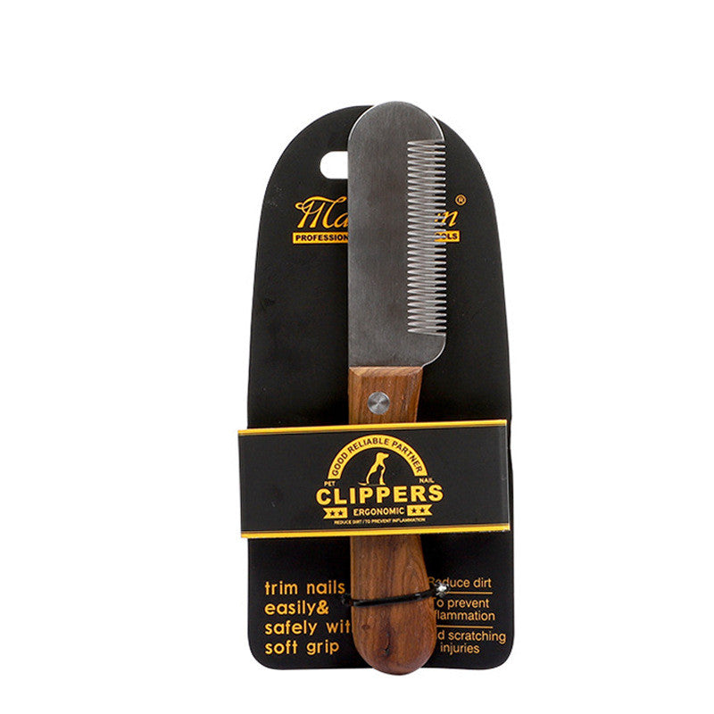 KFX-3452989 Wooden Dog and Cat Shaving Knife for Terriers - Minimalist Hair Pulling Comb