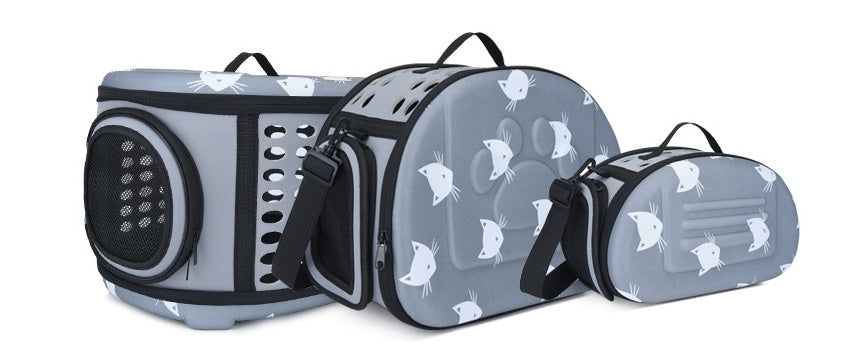 KFX-3453629 Cat Pattern Single Shoulder Pet Carrier Bag - Medium to Soft EVA, Ventilated Design for Pets Up to 15 kg