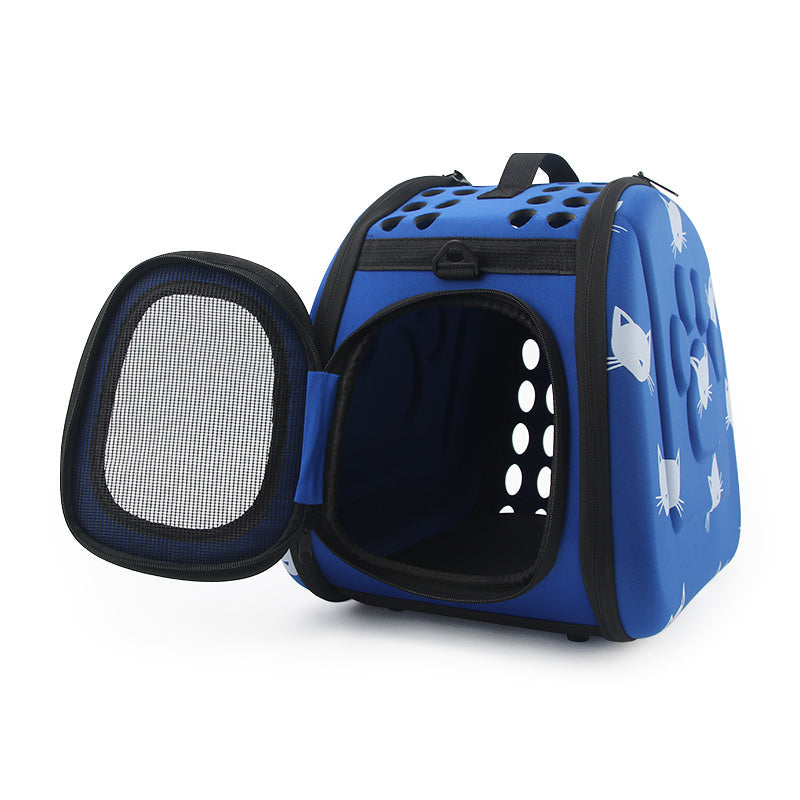 KFX-3453629 Cat Pattern Single Shoulder Pet Carrier Bag - Medium to Soft EVA, Ventilated Design for Pets Up to 15 kg