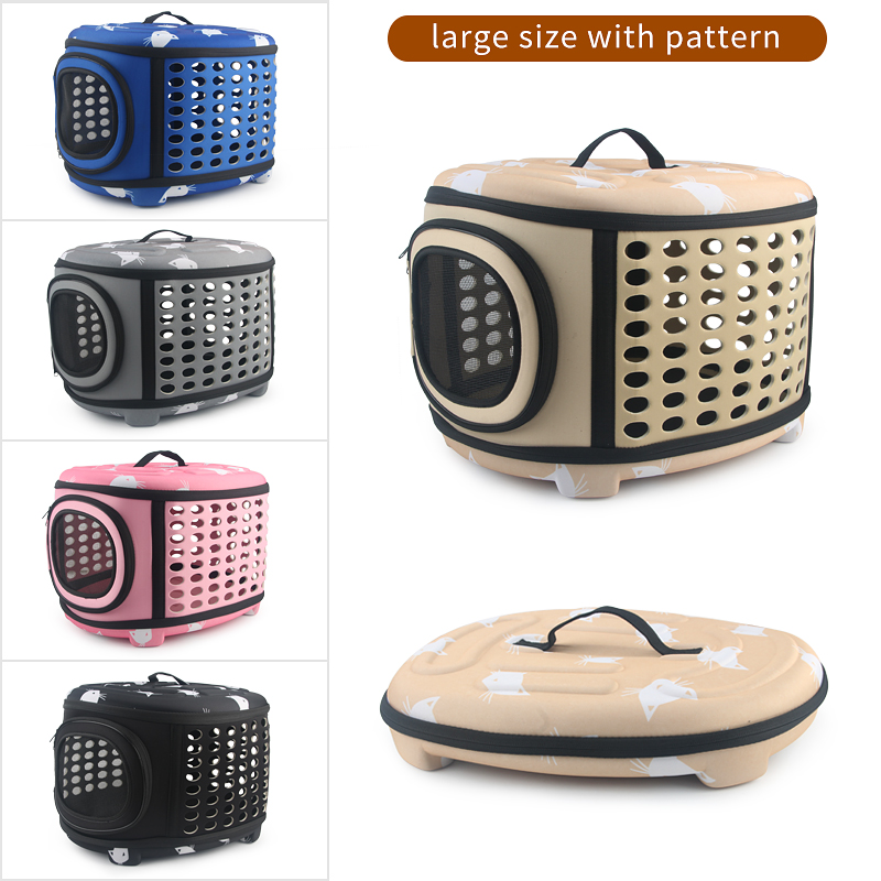 KFX-3453629 Cat Pattern Single Shoulder Pet Carrier Bag - Medium to Soft EVA, Ventilated Design for Pets Up to 15 kg
