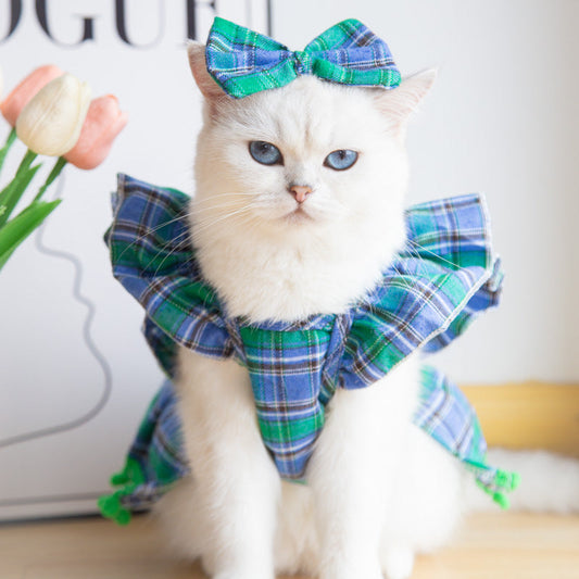 KFX-3455549 Festive Pet Christmas Skirts with Bow Ties and Head Flowers in Various Styles and Sizes
