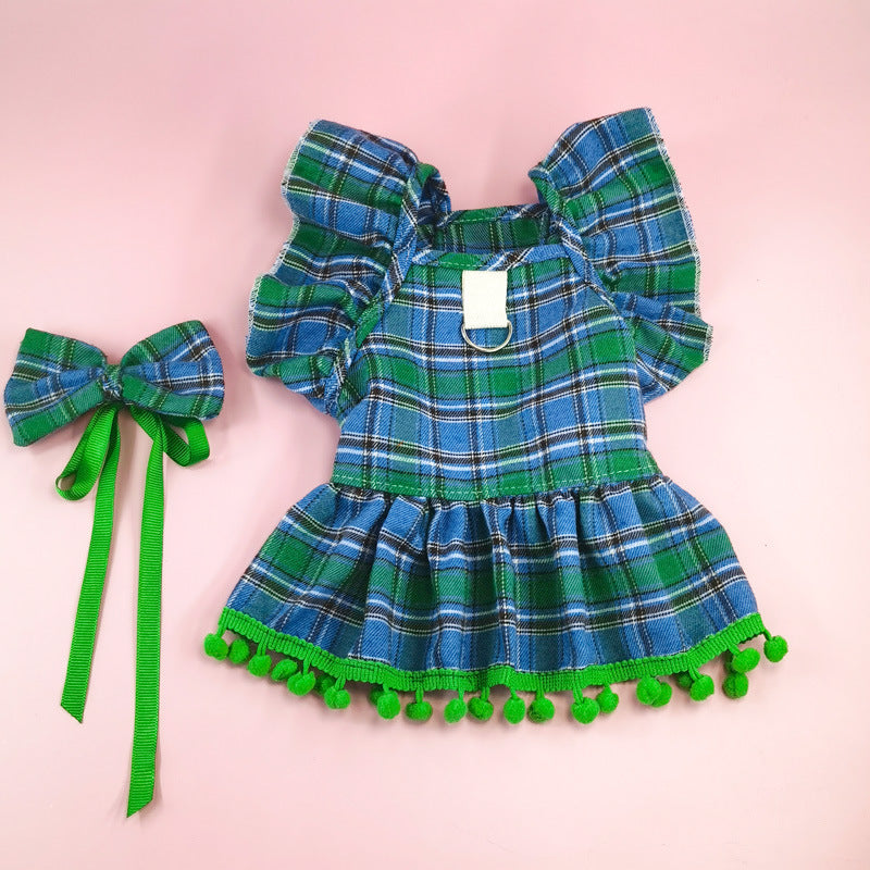 KFX-3455549 Festive Pet Christmas Skirts with Bow Ties and Head Flowers in Various Styles and Sizes