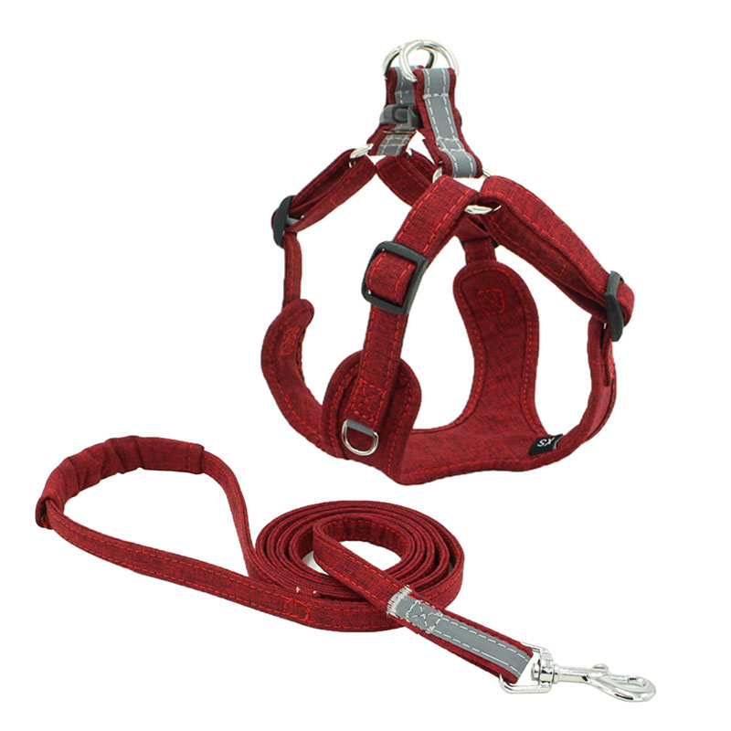 KFX-3456445 Lightweight Scalable Reflective Dog Traction Rope with Chest Strap - Multiple Colors Available