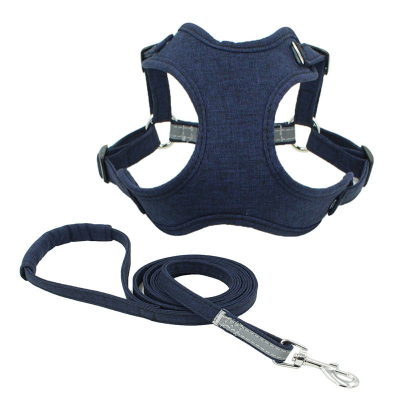 KFX-3456445 Lightweight Scalable Reflective Dog Traction Rope with Chest Strap - Multiple Colors Available