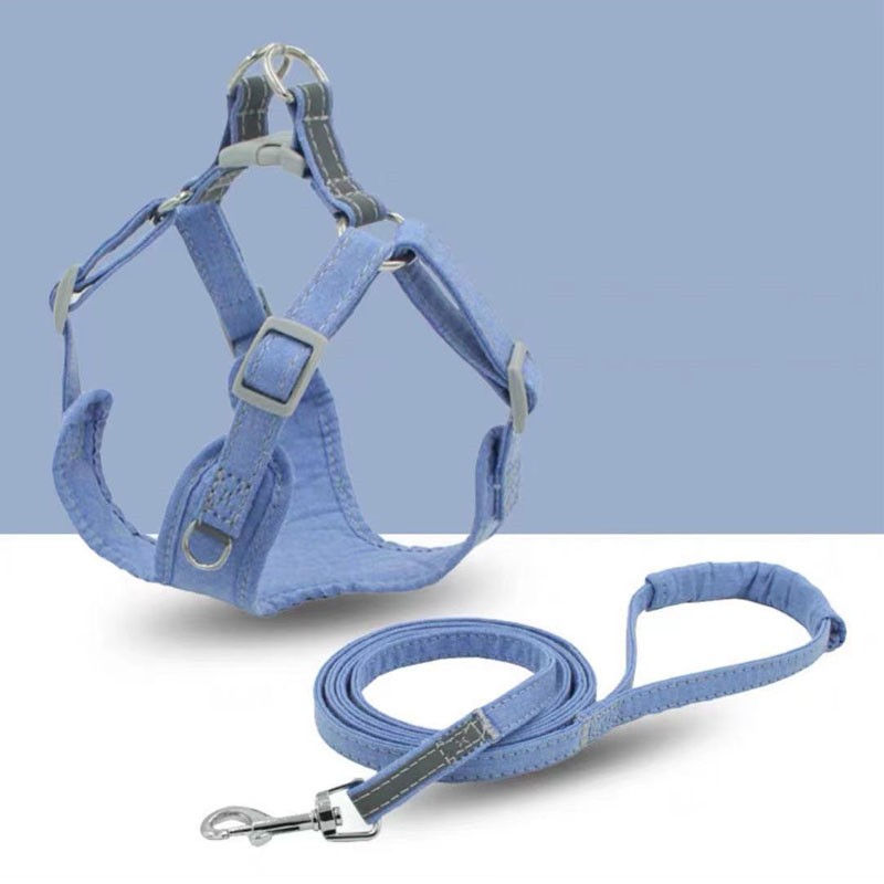 KFX-3456445 Lightweight Scalable Reflective Dog Traction Rope with Chest Strap - Multiple Colors Available