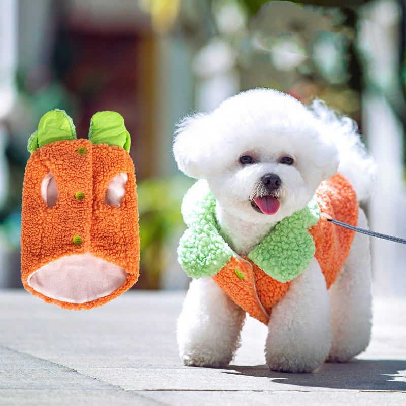 KFX-3456829 Korean Style Lotus Leaf Lace Coral Fleece Pet Vest for Dogs