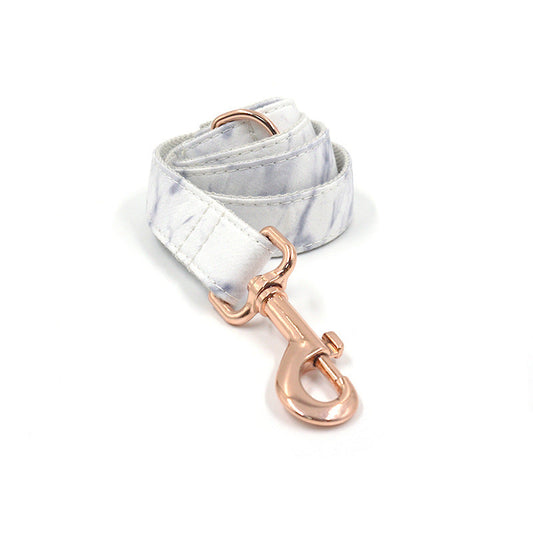 KFX-3456957 Rose Gold Marble Dog Collar and Leash Set with Bow, Multiple Sizes Available