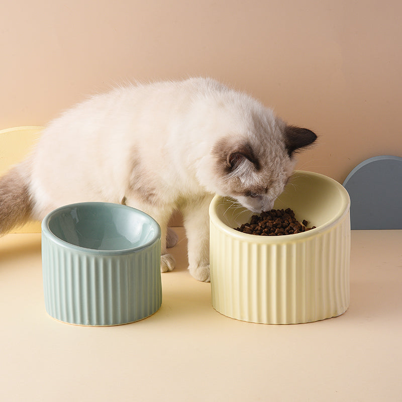 KFX-3457341 Ceramic Pet Bowl with Elevated Design for Cats and Dogs - 17x14cm