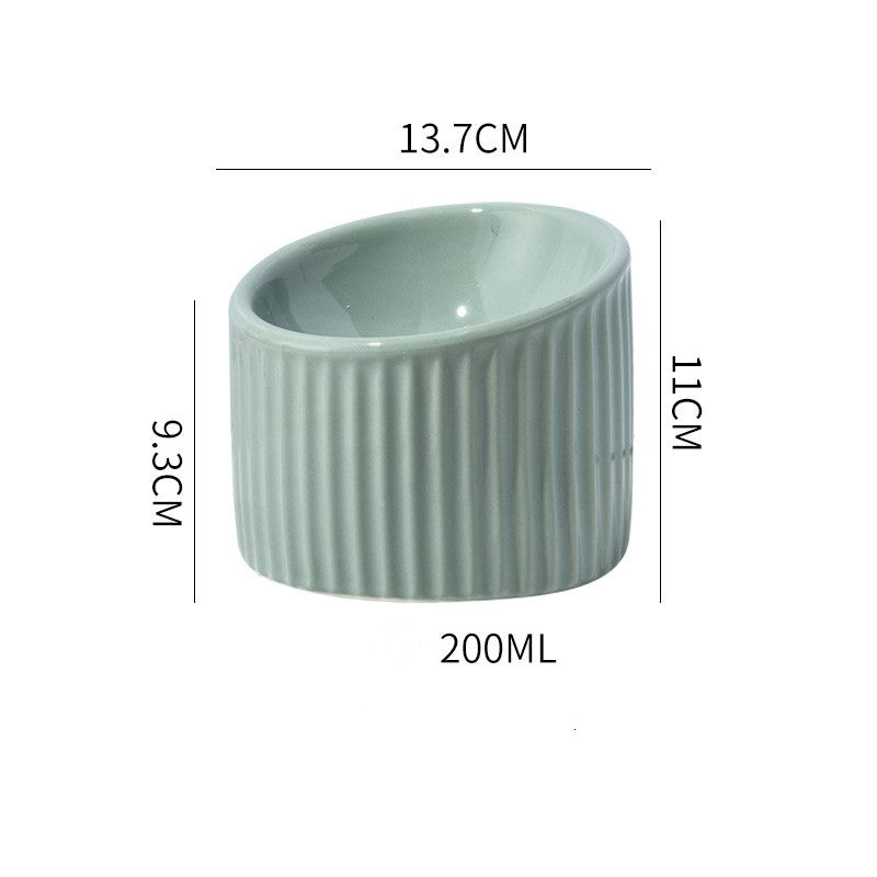 KFX-3457341 Ceramic Pet Bowl with Elevated Design for Cats and Dogs - 17x14cm