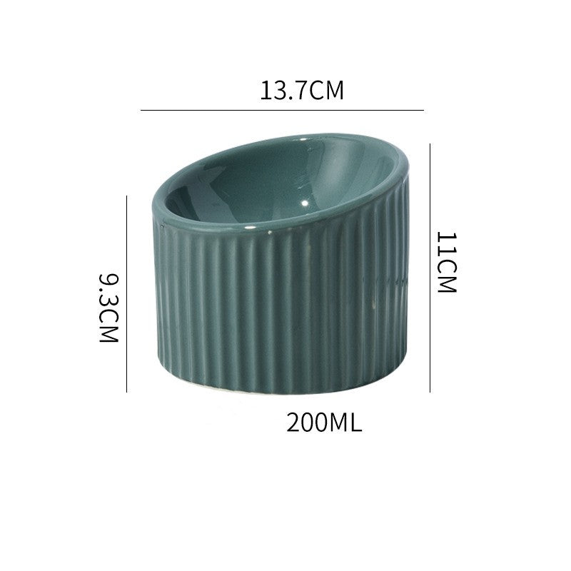 KFX-3457341 Ceramic Pet Bowl with Elevated Design for Cats and Dogs - 17x14cm