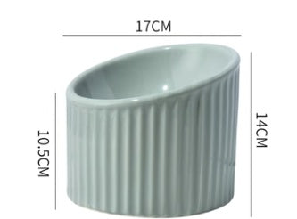 KFX-3457341 Ceramic Pet Bowl with Elevated Design for Cats and Dogs - 17x14cm