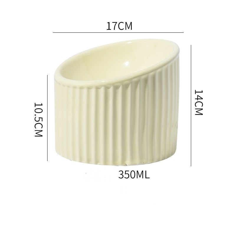 KFX-3457341 Ceramic Pet Bowl with Elevated Design for Cats and Dogs - 17x14cm