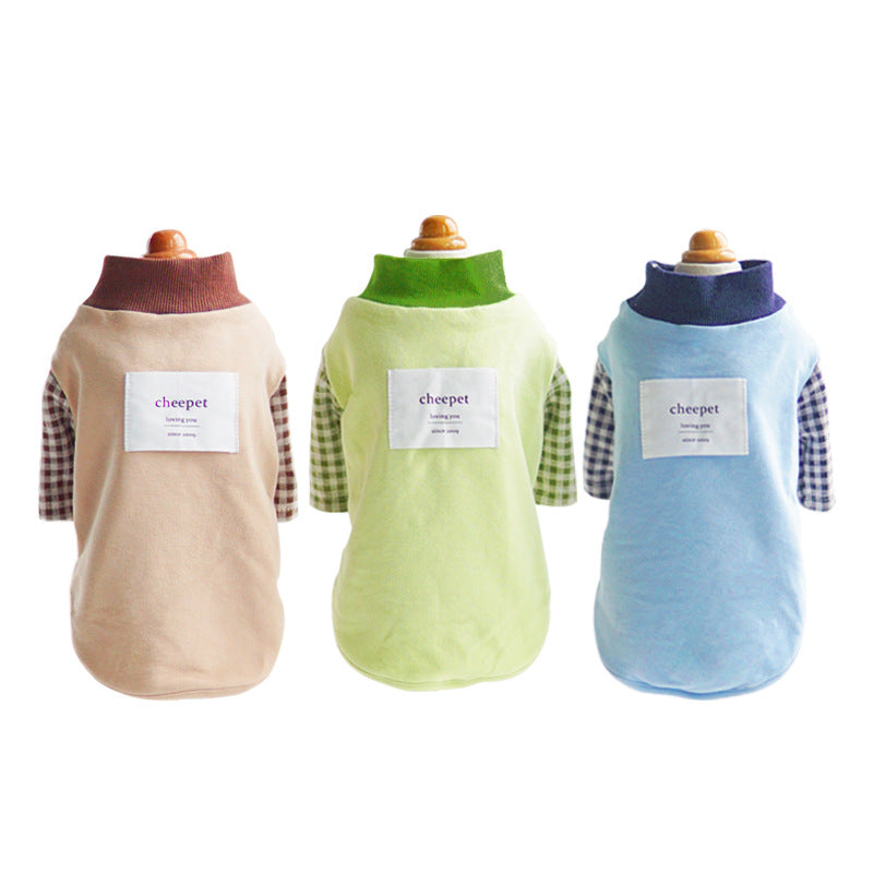 KFX-3457725 Soft Knitted Pet Shirt for Small Dogs in Swan Blue, Matcha Green, and Chocolate