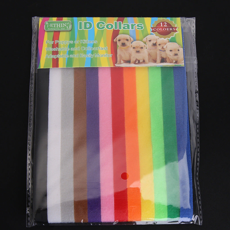 KFX-3459133 Adjustable Rainbow Velcro Identification Collar for Kittens and Puppies, Soft Nylon, Perfect for Newborn Pets