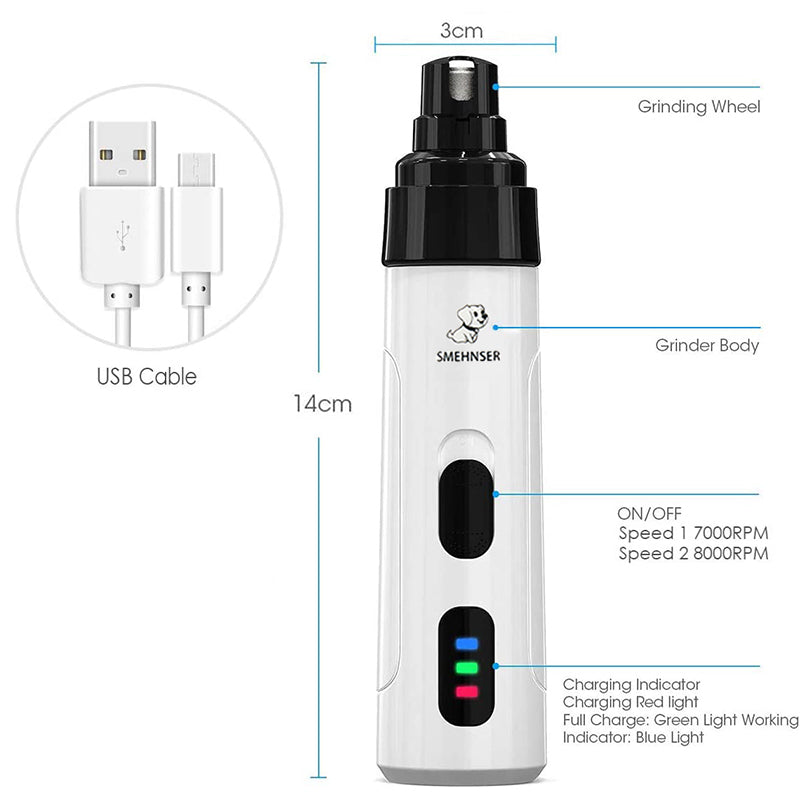 KFX-3460925 Electric Pet Nail Polisher with Ultra-Quiet Motor and USB Charging for Safe and Easy Grooming