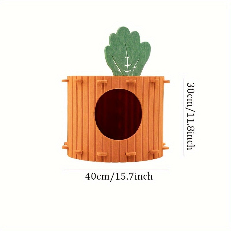 KFX-3461309 Carrot Cat Nest Semi-Enclosed Cat Tunnel – Felt Design in Medium and Large Sizes