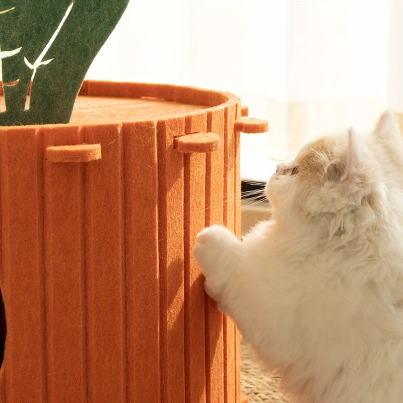 KFX-3461309 Carrot Cat Nest Semi-Enclosed Cat Tunnel – Felt Design in Medium and Large Sizes