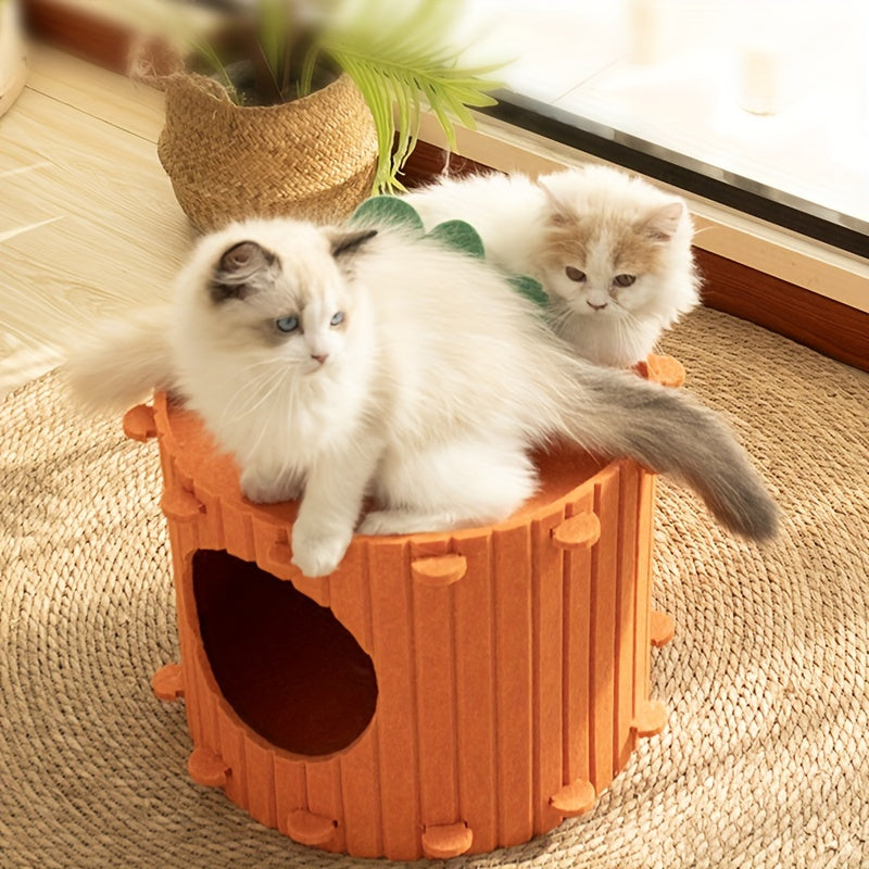KFX-3461309 Carrot Cat Nest Semi-Enclosed Cat Tunnel – Felt Design in Medium and Large Sizes