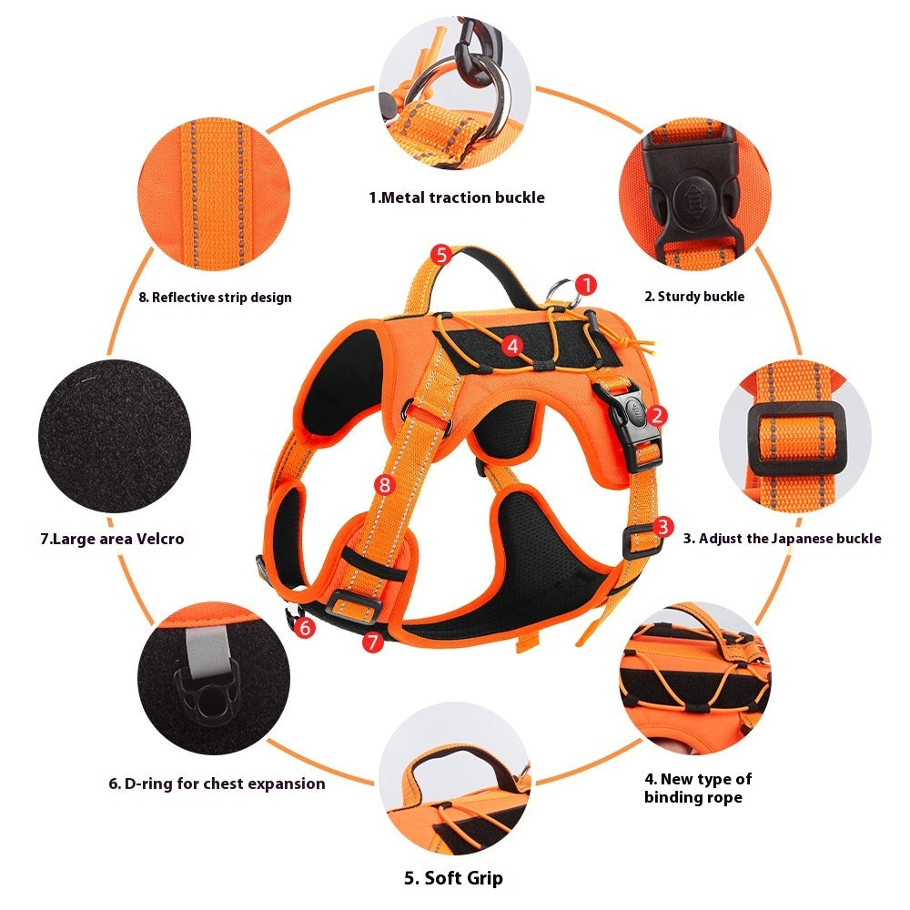KFX-3462717 Reflective Safety Dog Harness with Full Grip Handle and Explosion-Proof Design