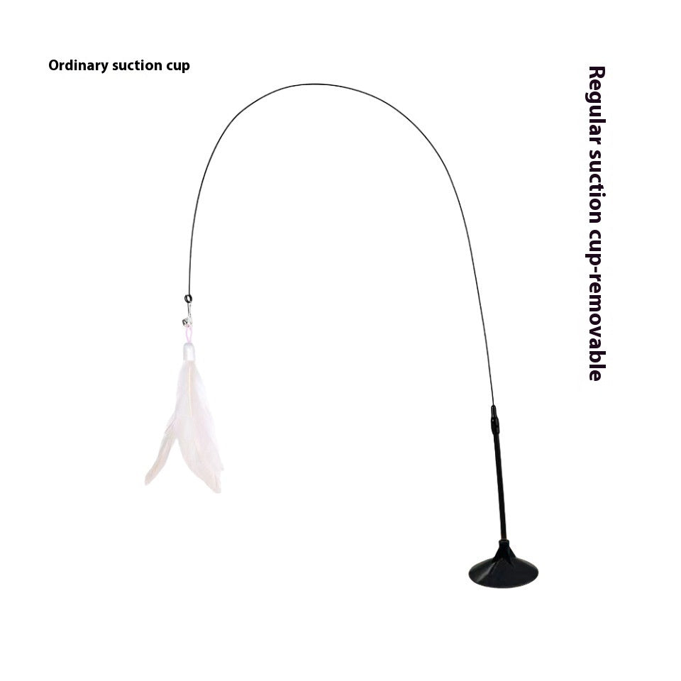 KFX-3463741 Suction Cup Cat Teaser with Bell and Replaceable Feather - Available in Multiple Colors