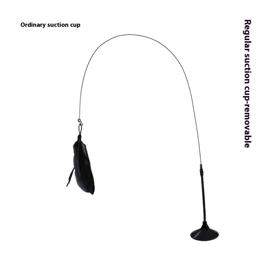 KFX-3463741 Suction Cup Cat Teaser with Bell and Replaceable Feather - Available in Multiple Colors