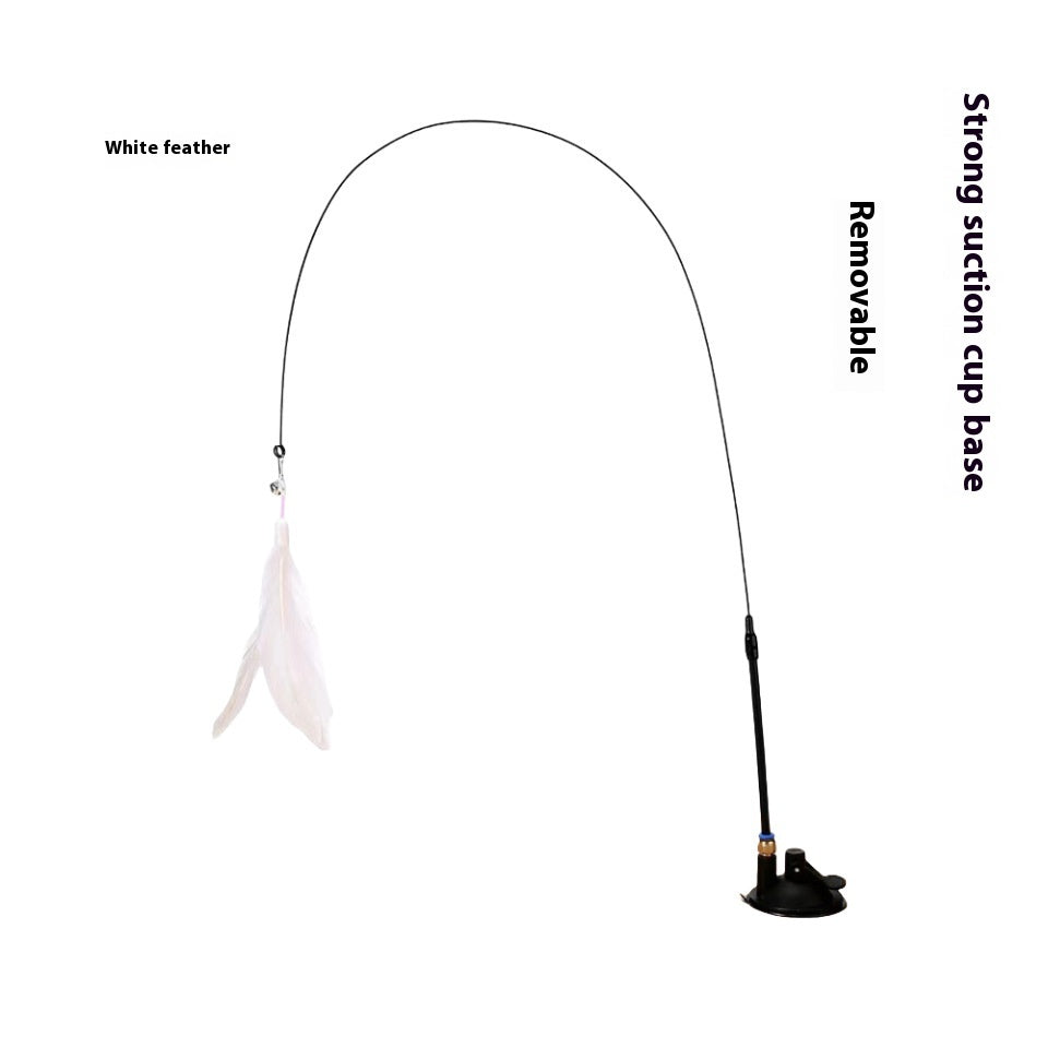 KFX-3463741 Suction Cup Cat Teaser with Bell and Replaceable Feather - Available in Multiple Colors