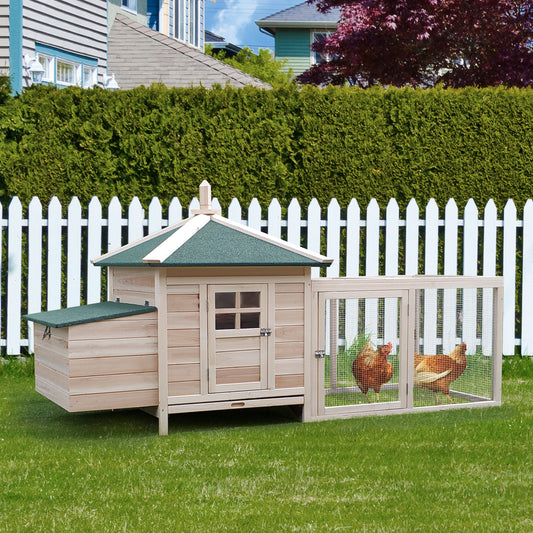 KFX-3466557 Wooden Chicken Coop with Nesting Box and Removable Tray for Backyard Gardening