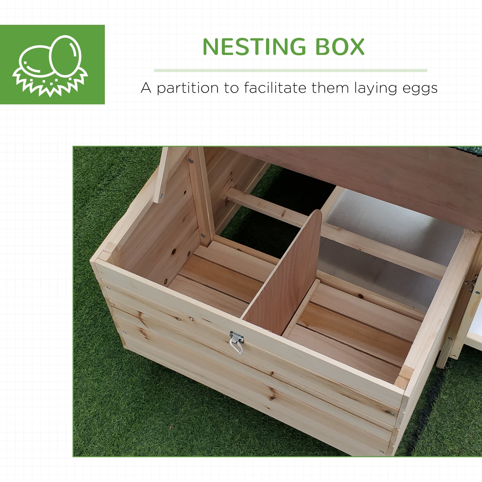 KFX-3466557 Wooden Chicken Coop with Nesting Box and Removable Tray for Backyard Gardening