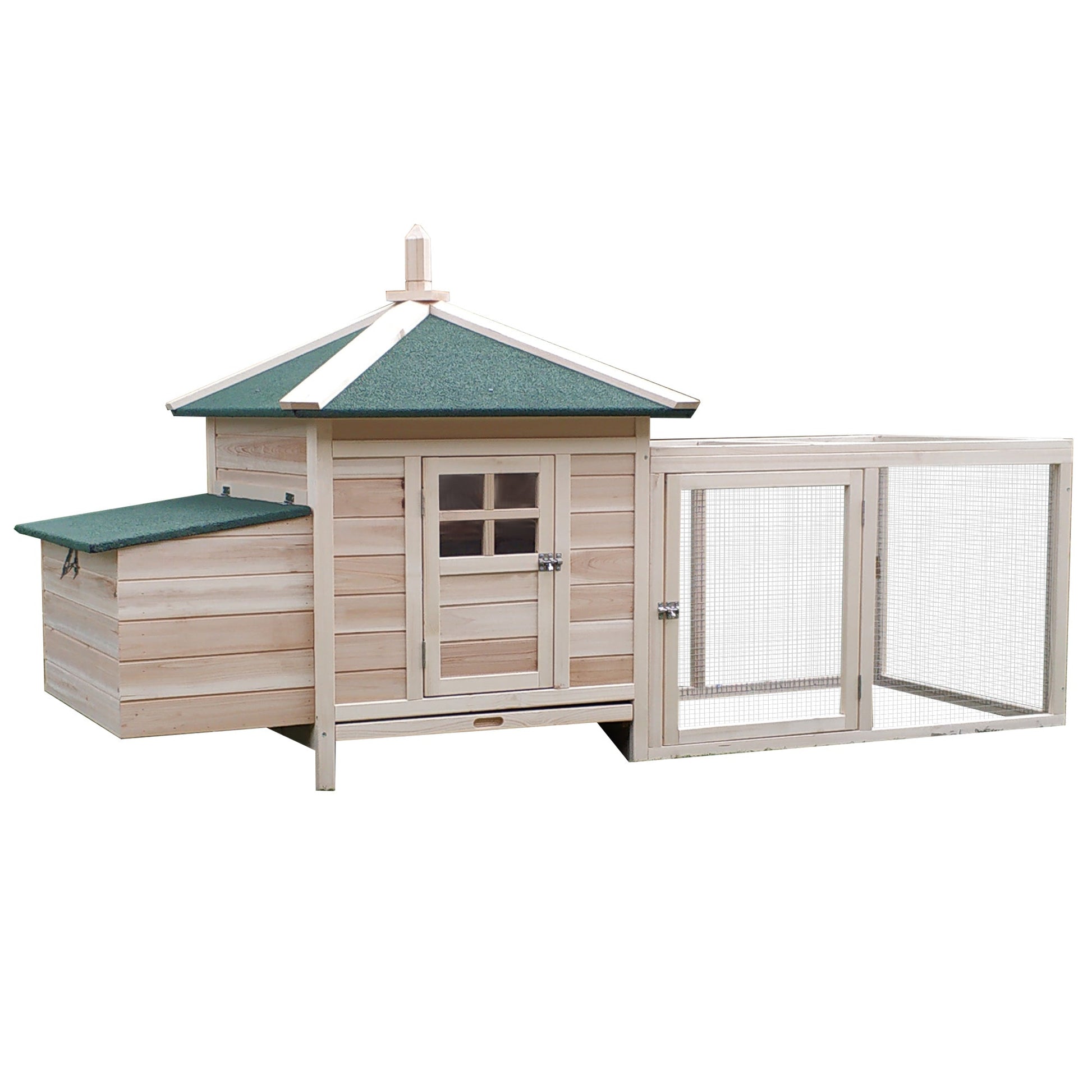 KFX-3466557 Wooden Chicken Coop with Nesting Box and Removable Tray for Backyard Gardening