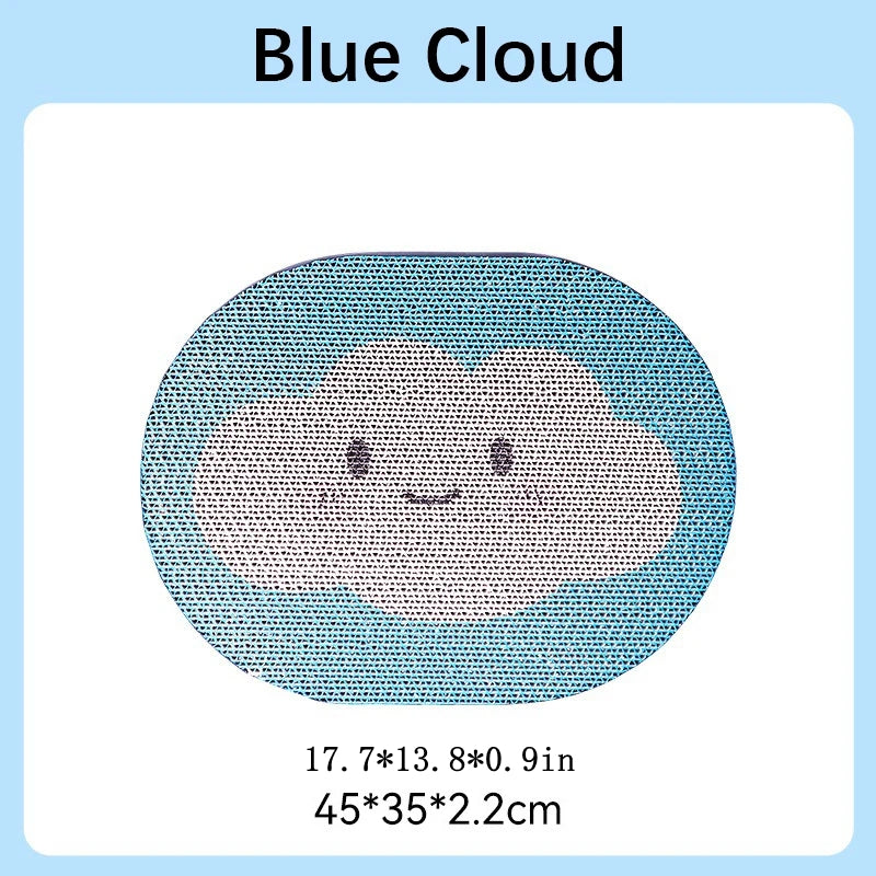 KFX-3468861 Blue Clouds Cartoon Sticky Wall Scratching Board for Cats - Furniture Protection and Play Surface