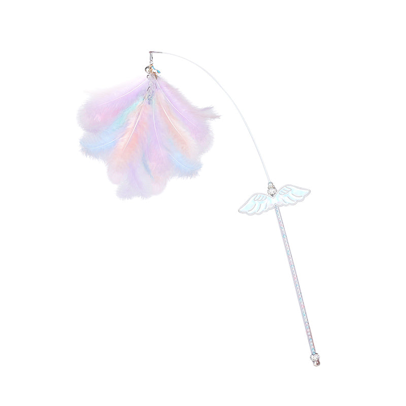 KFX-3469501 Feathered Cat Toy Stick with Bell - Bite Resistant Sounding Toy for Cats