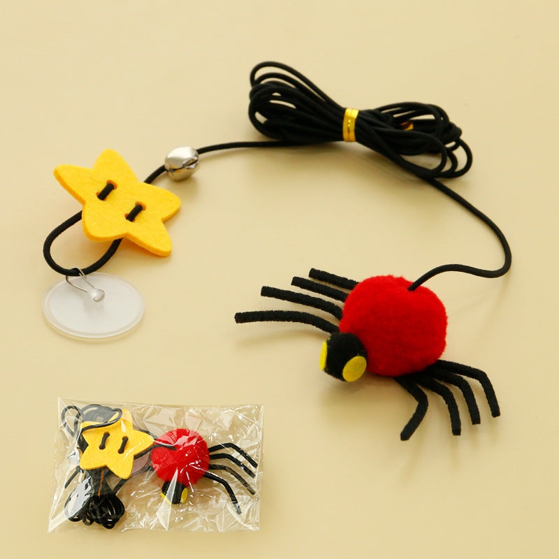 KFX-3470141 Hanging Cat Toy with Elastic Rope, Feathers, and Bell for Indoor Play