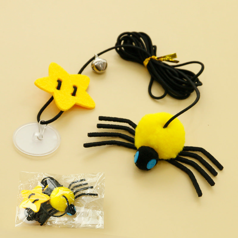 KFX-3470141 Hanging Cat Toy with Elastic Rope, Feathers, and Bell for Indoor Play